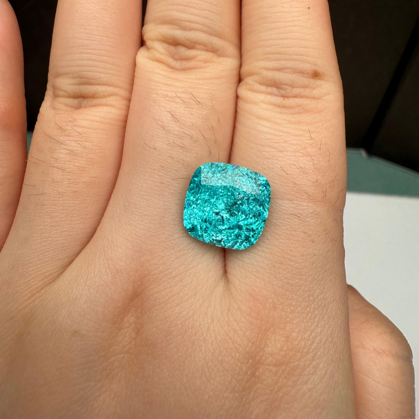 Pirmiana Cushion Cut Crushed Ice Lab Grown Paraiba Loose Gemstones for Jewelry Making