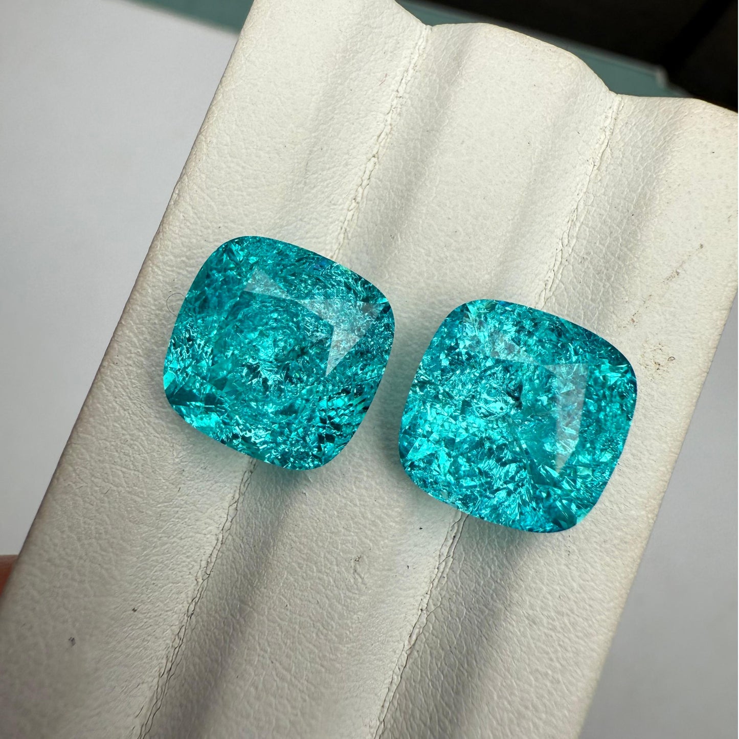 Pirmiana Cushion Cut Crushed Ice Lab Grown Paraiba Loose Gemstones for Jewelry Making