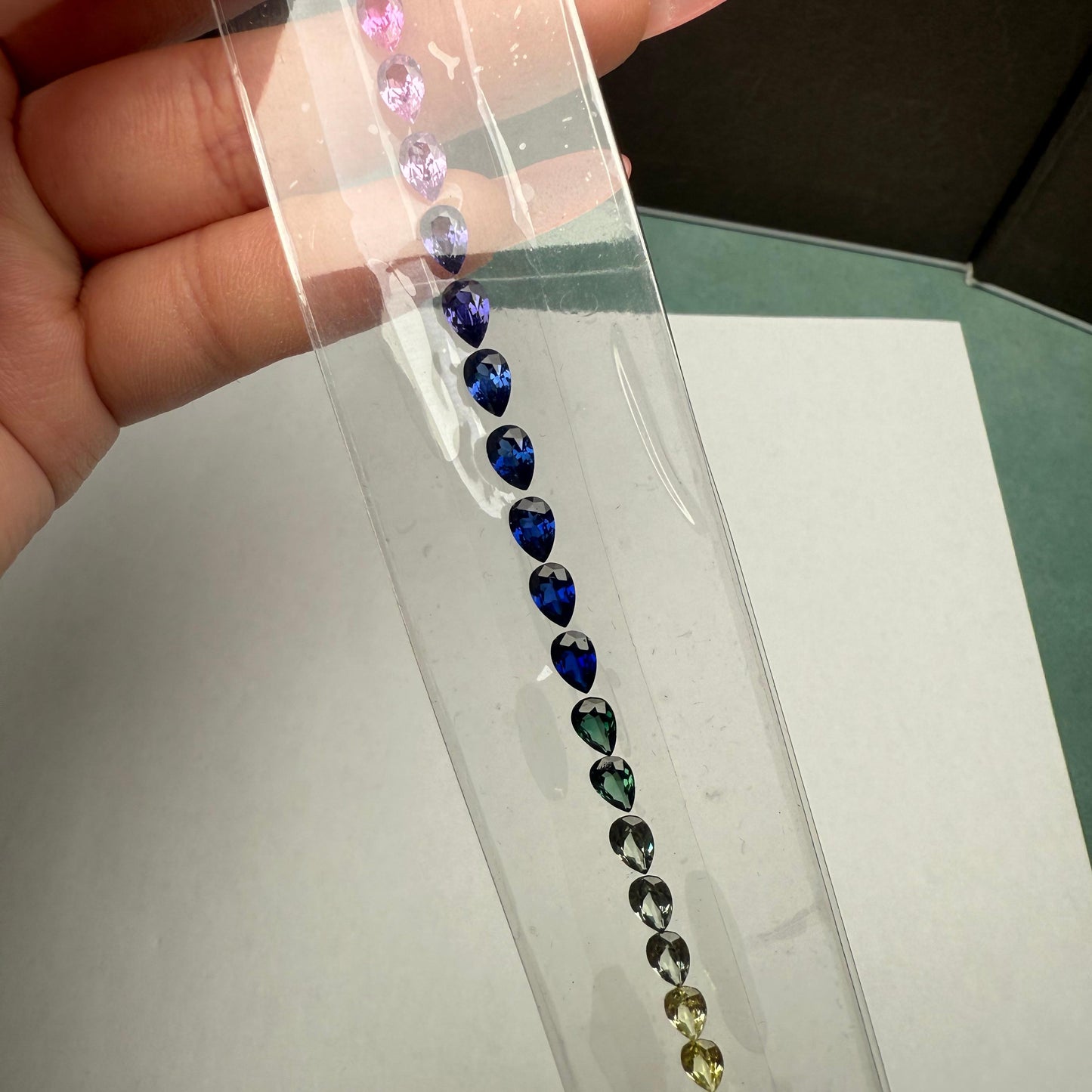 Pirmiana Pear Shape 4x6mm Created Sapphire Rainbow Color Loose Gemstone for Jewelry Making Diyjewelry