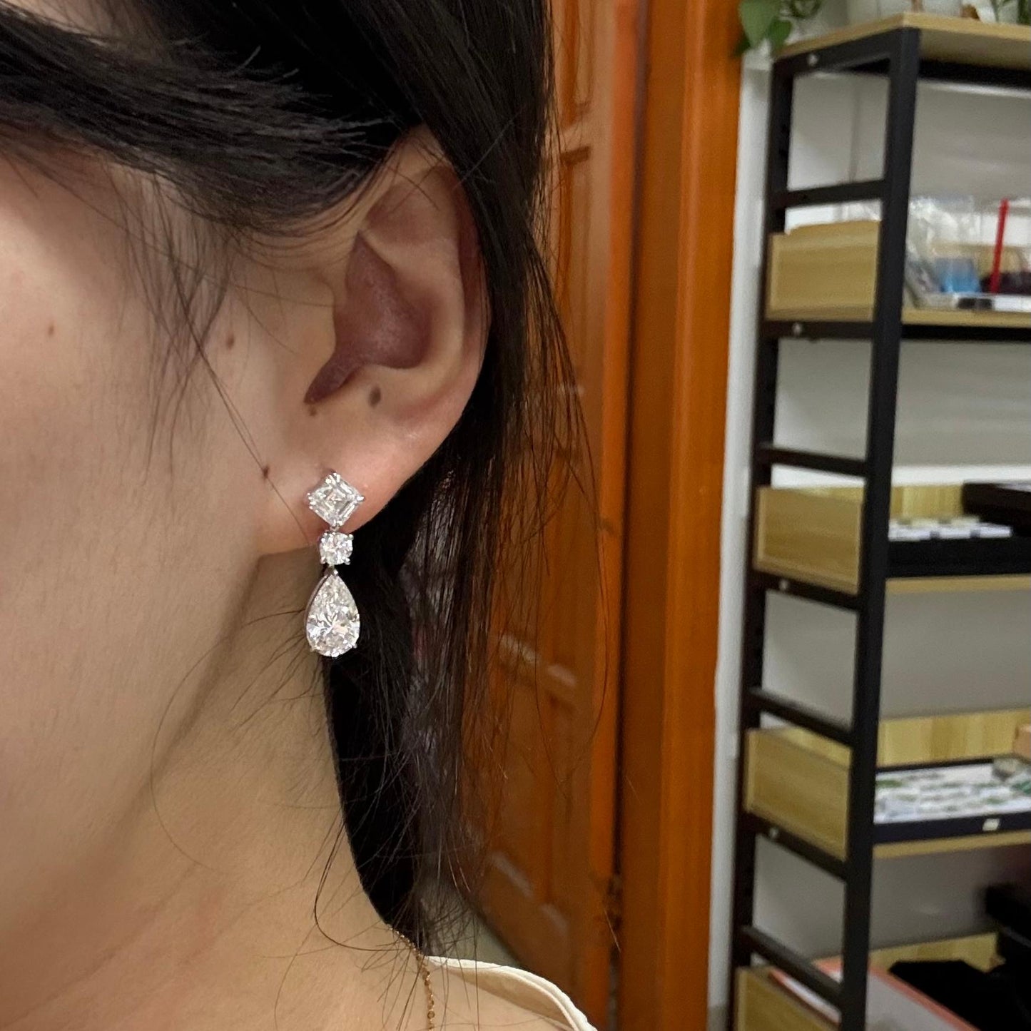 Pirmiana Custom Design 18K White Gold Earrings For Women 2ct Each F CVD Diamond Jewelry