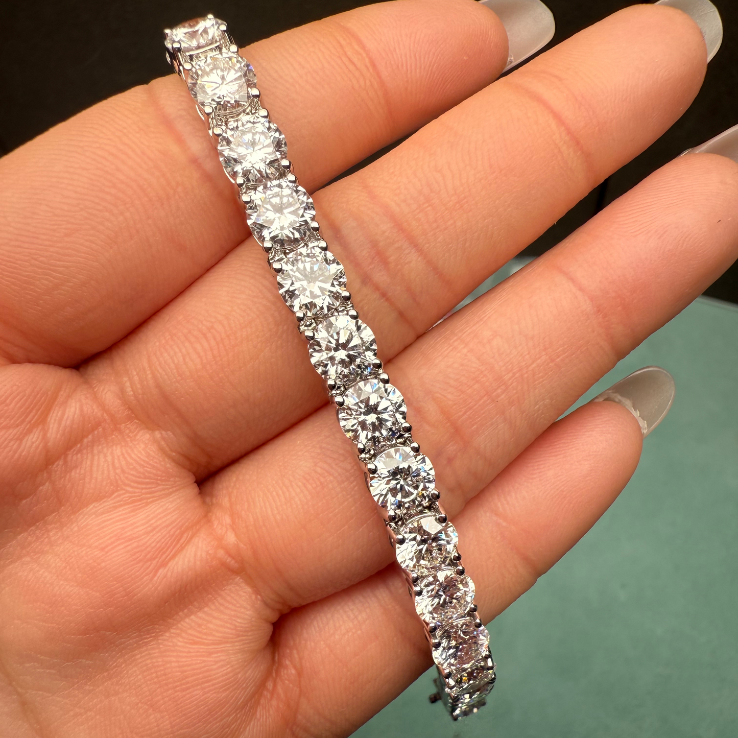 Pirmiana Jewelry Customized Round Shape 14K White Gold 0.75ct DEF Each Lab Grown Diamond Eternity Bracelet Engagement for Women Fine Jewelry