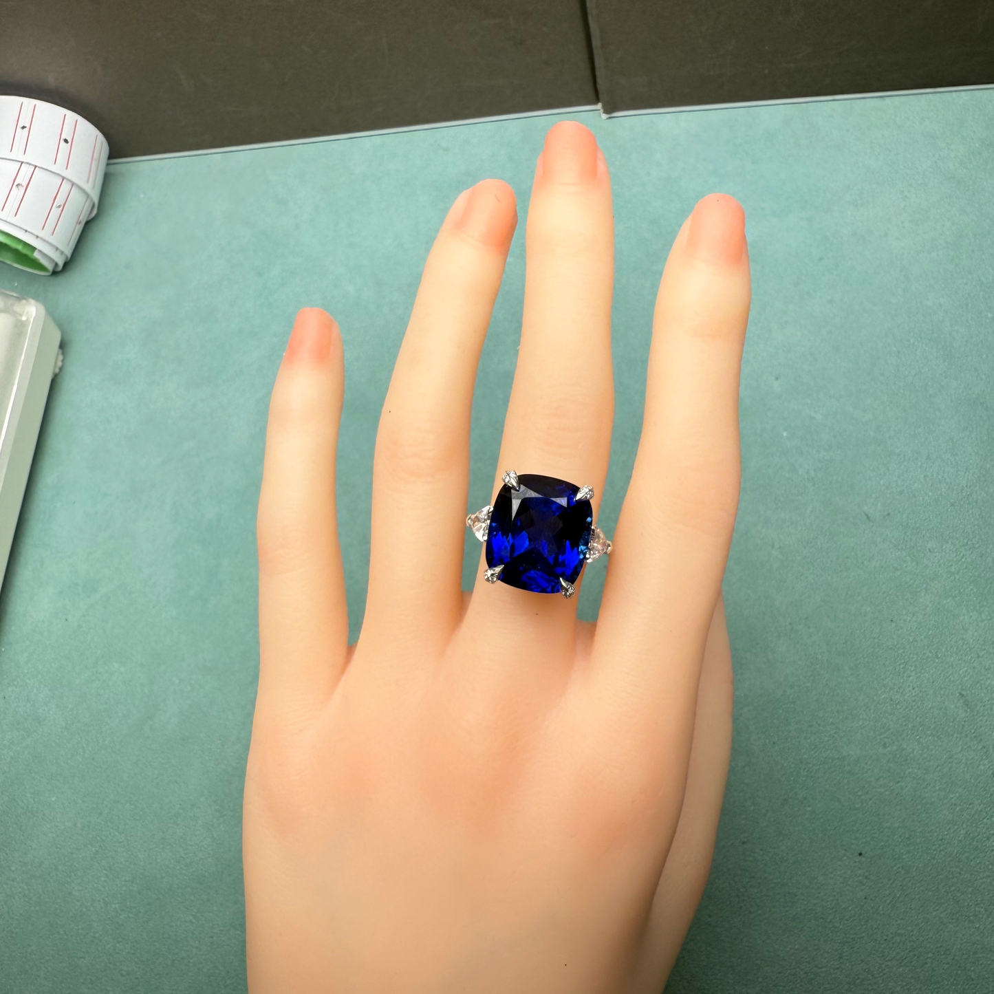 Pirmiana Custom Design 18k White Gold Ring for Women 19.95ct Lab Grown Sapphire And DEF HPHT Diamond Jewelry