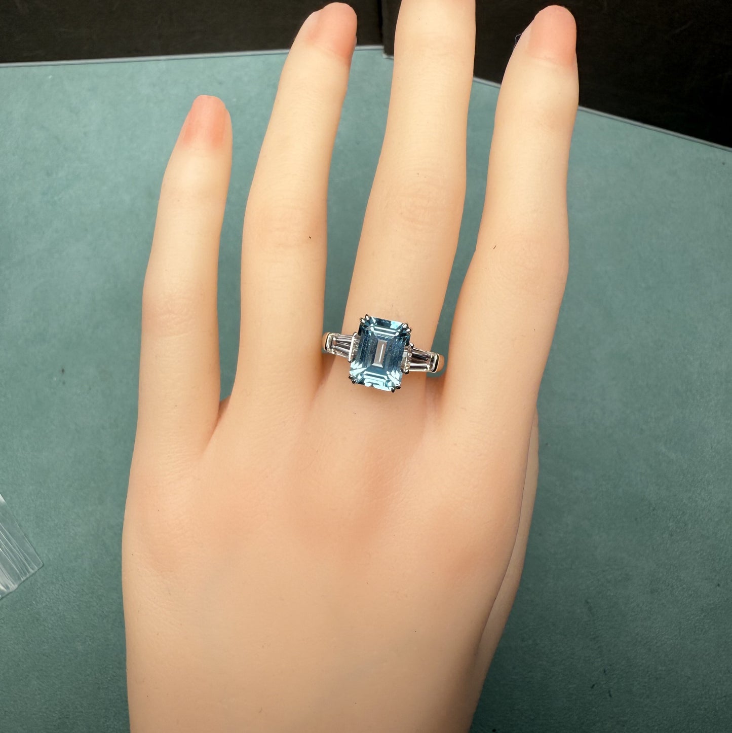 Pirmiana Custom Design 18k White Gold Ring for Women 5.03ct Lab Grown Aquamarine And DEF HPHT Diamond Jewelry
