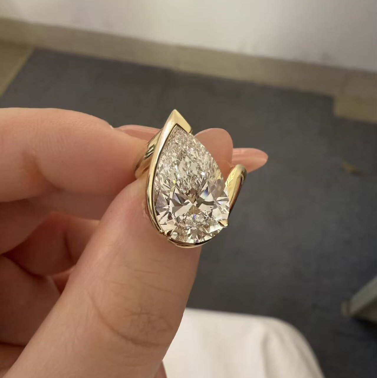 Pirmiana Jewelry Customized 14k Yellow Gold 4ct Lab Grown Diamond Rings Engagement Wedding Band Rings for Women Fine Jewelry