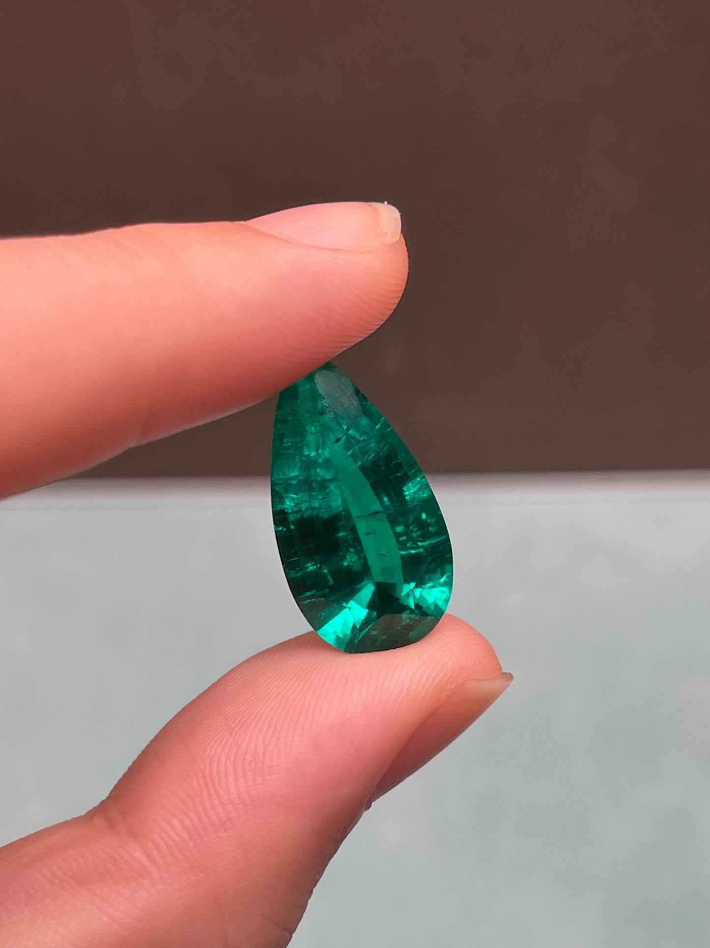 Pirmiana 10.74ct Pear Shape Lab Grown Emerald