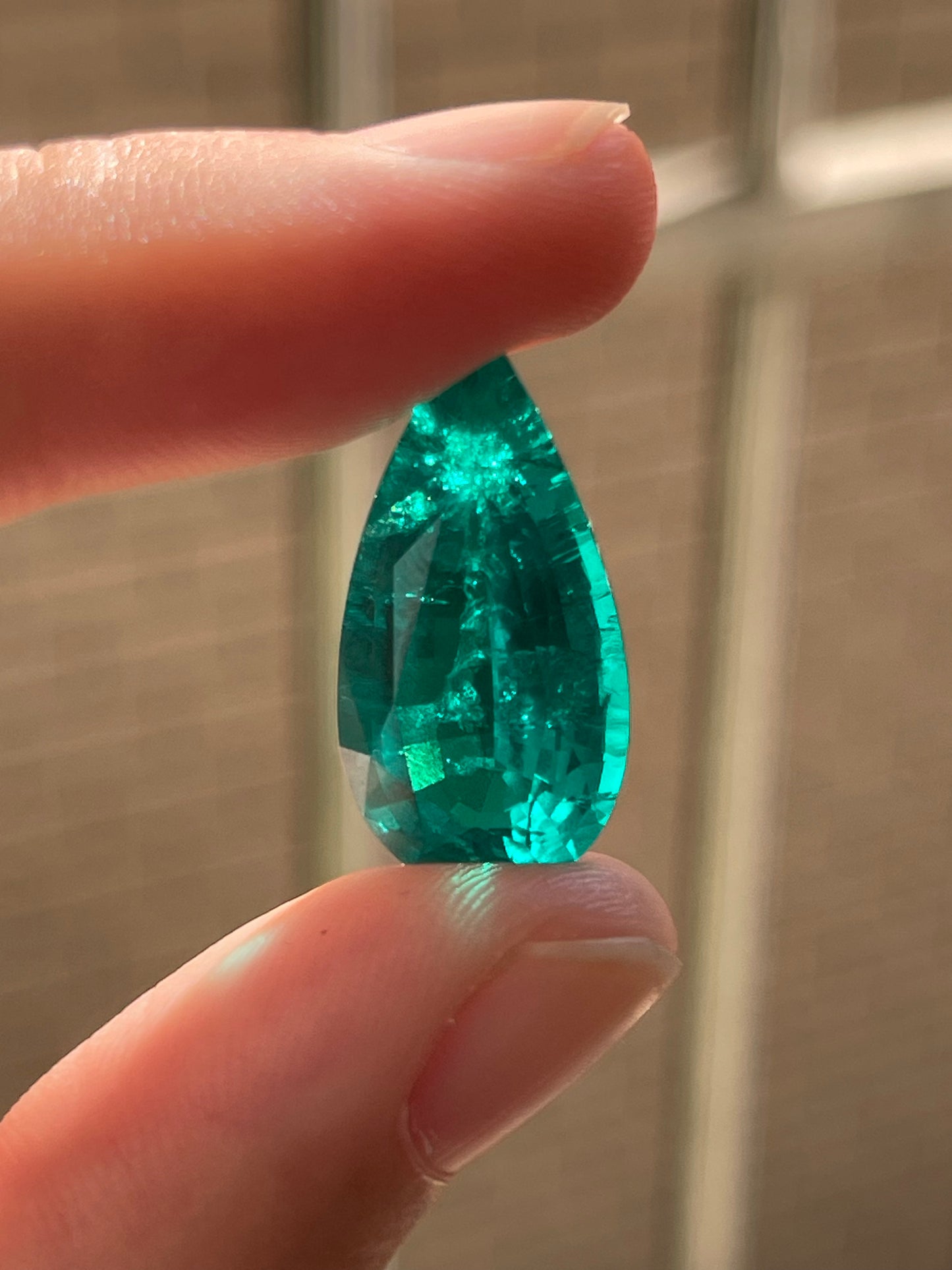 Pirmiana 10.74ct Pear Shape Lab Grown Emerald