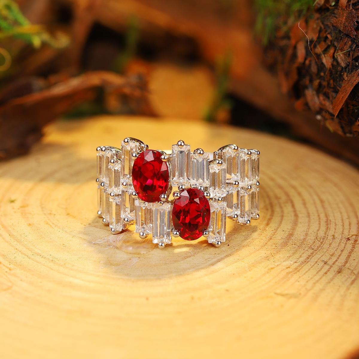 Pirmiana New S925 Silver 2.09ct Lad Grown Ruby Ring High Fine Jewelry for Women Party Gift