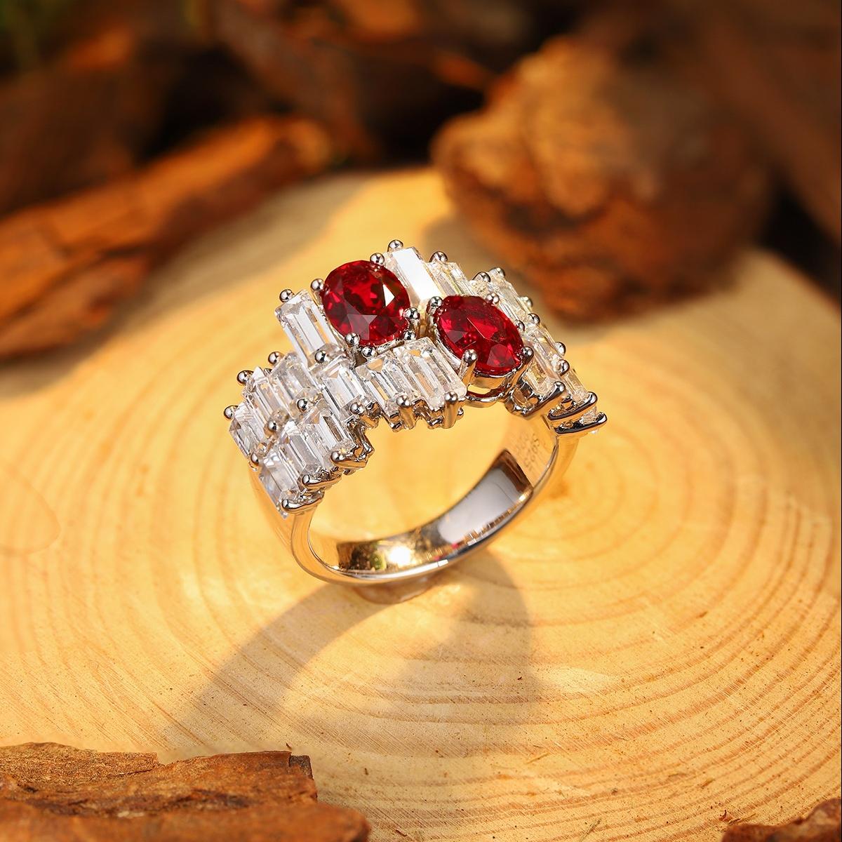 Pirmiana New S925 Silver 2.09ct Lad Grown Ruby Ring High Fine Jewelry for Women Party Gift