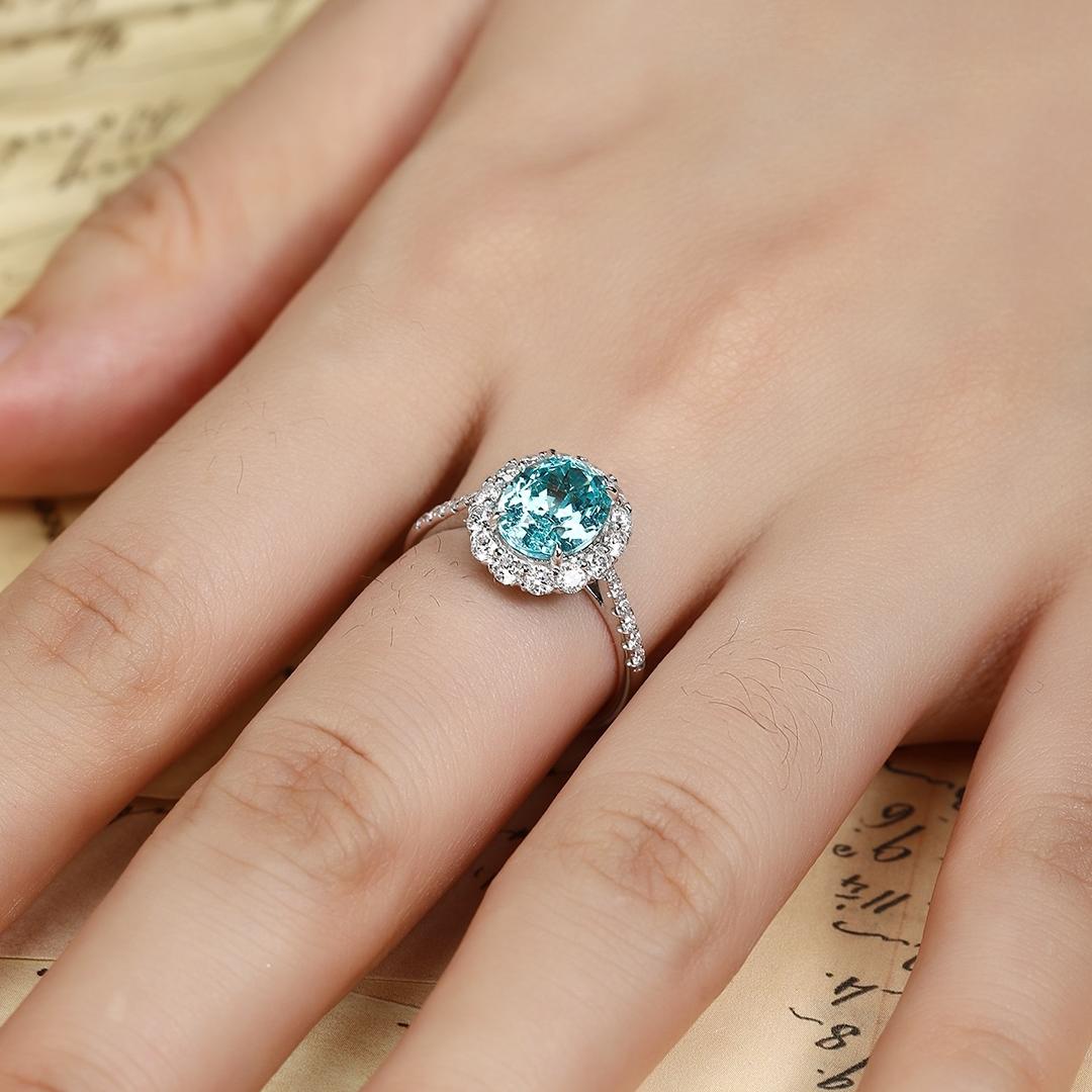 Pirmiana Hot Sale PT950 3.4ct Lab Grown Paraiba Sapphire Ring Engagementring Women