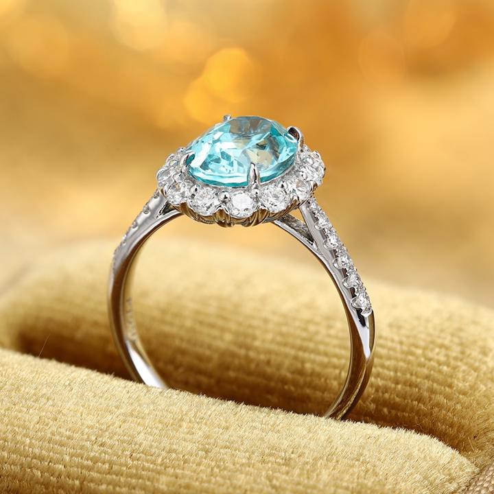 Pirmiana Hot Sale PT950 3.4ct Lab Grown Paraiba Sapphire Ring Engagementring Women