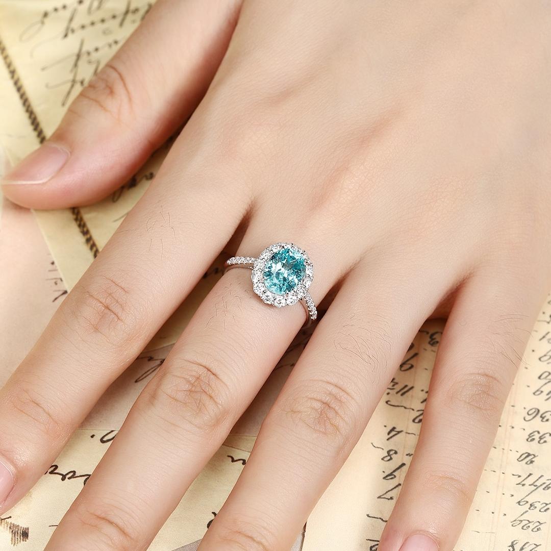 Pirmiana Hot Sale PT950 3.4ct Lab Grown Paraiba Sapphire Ring Engagementring Women