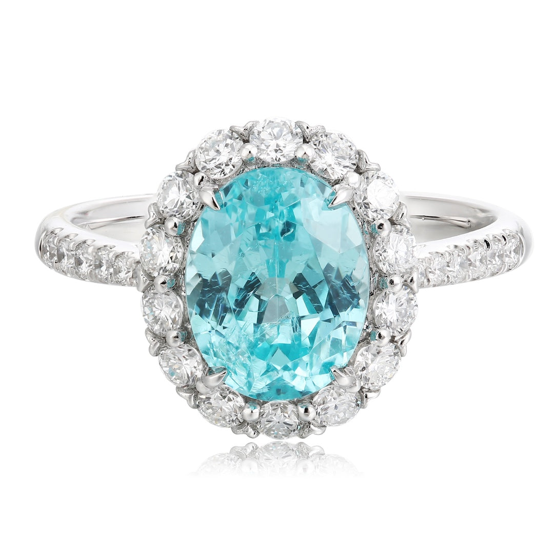 Pirmiana Hot Sale PT950 3.4ct Lab Grown Paraiba Sapphire Ring Engagementring Women