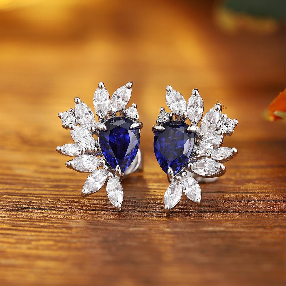 Pirmiana New Arrival 1.89ct Lab Grown Sapphire Earring Studs S925 Silver Jewelry Earrings for Women