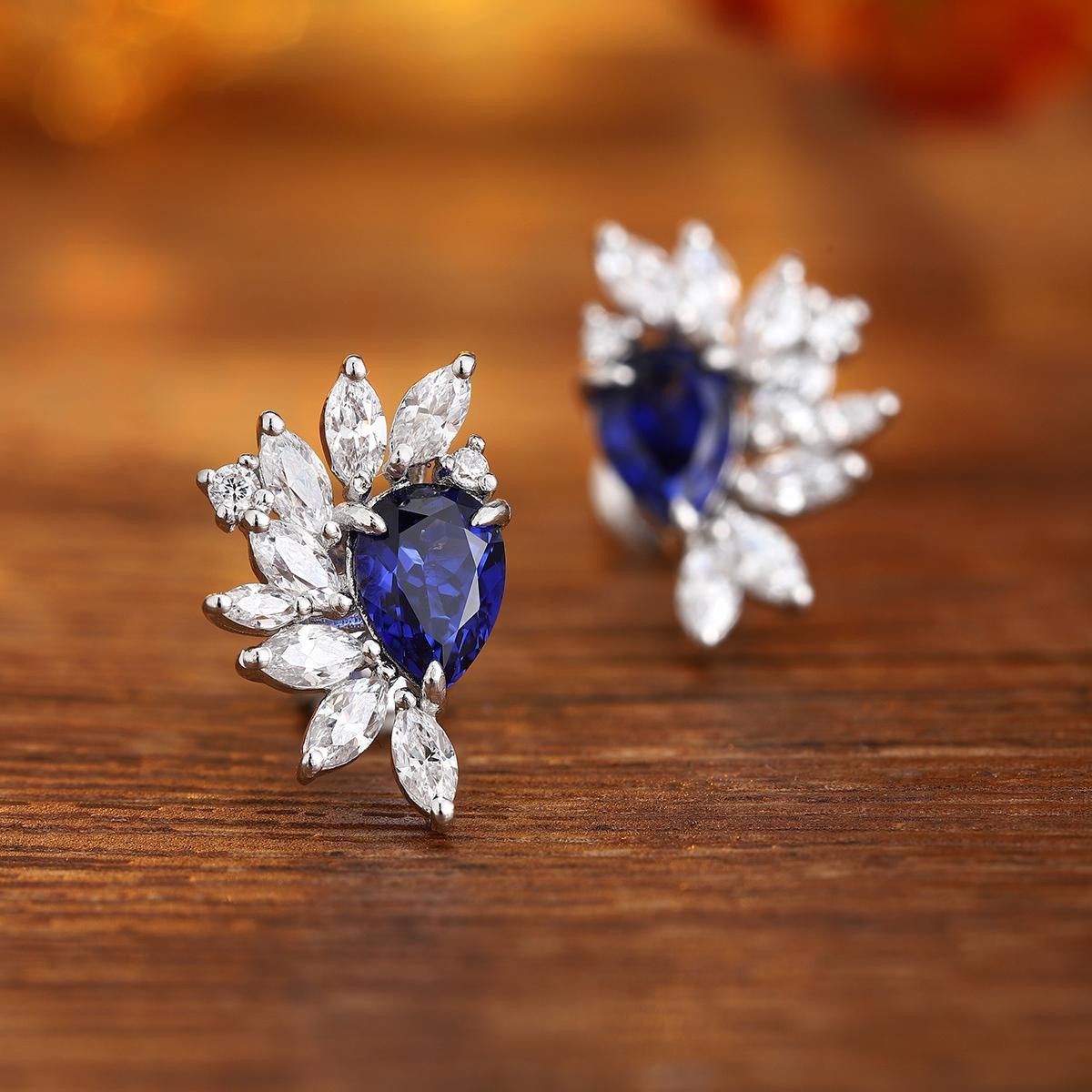 Pirmiana New Arrival 1.89ct Lab Grown Sapphire Earring Studs S925 Silver Jewelry Earrings for Women