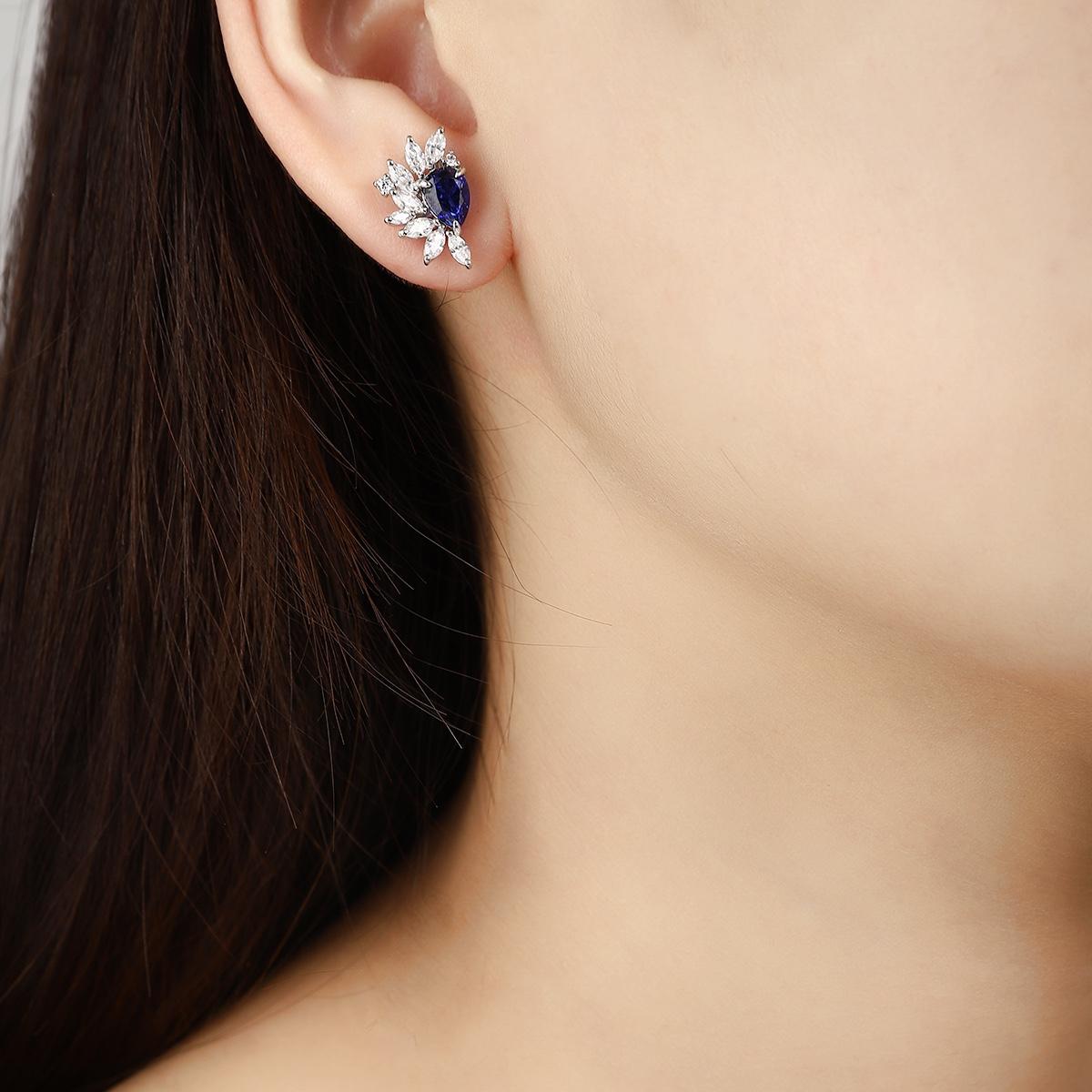 Pirmiana New Arrival 1.89ct Lab Grown Sapphire Earring Studs S925 Silver Jewelry Earrings for Women