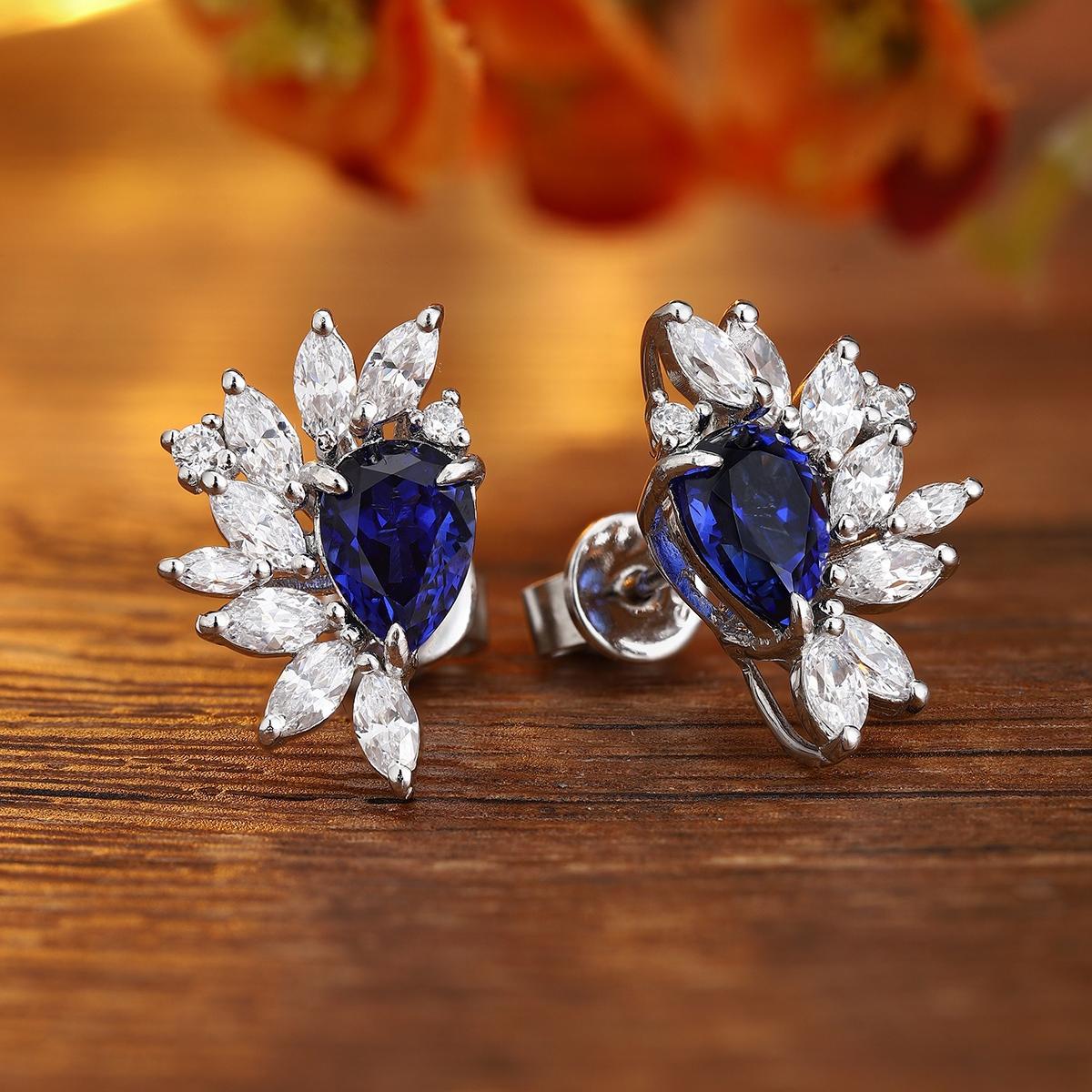 Pirmiana New Arrival 1.89ct Lab Grown Sapphire Earring Studs S925 Silver Jewelry Earrings for Women