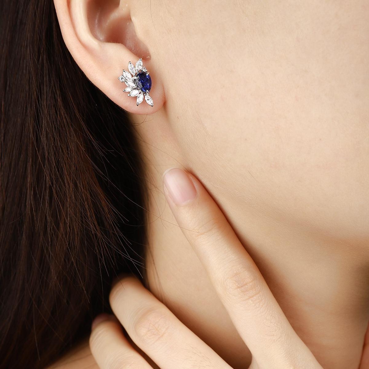 Pirmiana New Arrival 1.89ct Lab Grown Sapphire Earring Studs S925 Silver Jewelry Earrings for Women