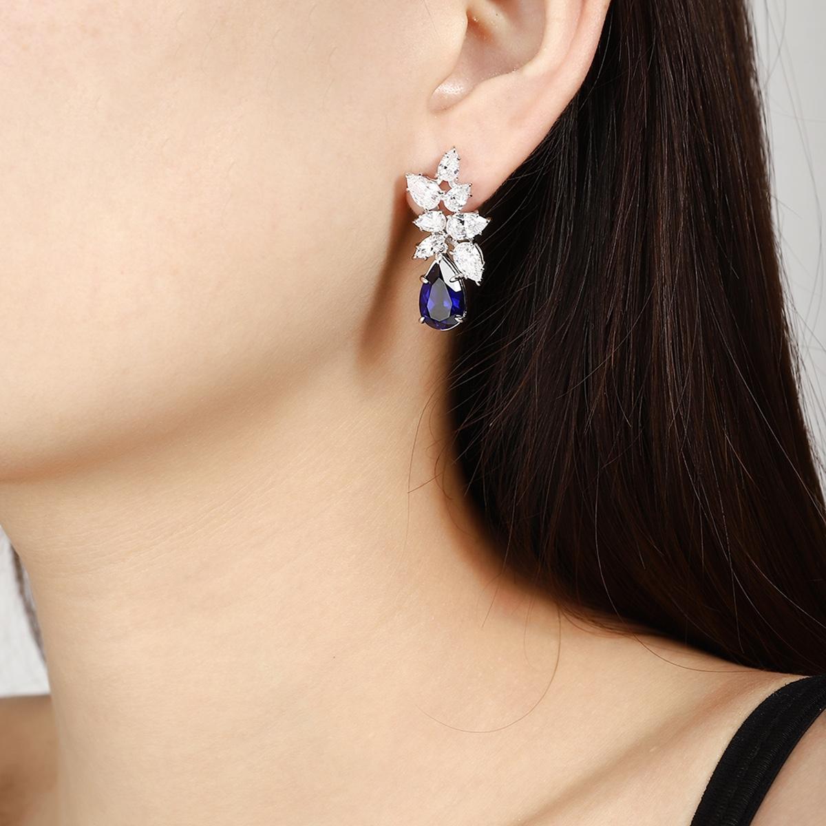 Pirmiana New Arrival 8.83ct Lab Grown Sapphire Earring Studs S925 Silver Jewelry Earrings for Women