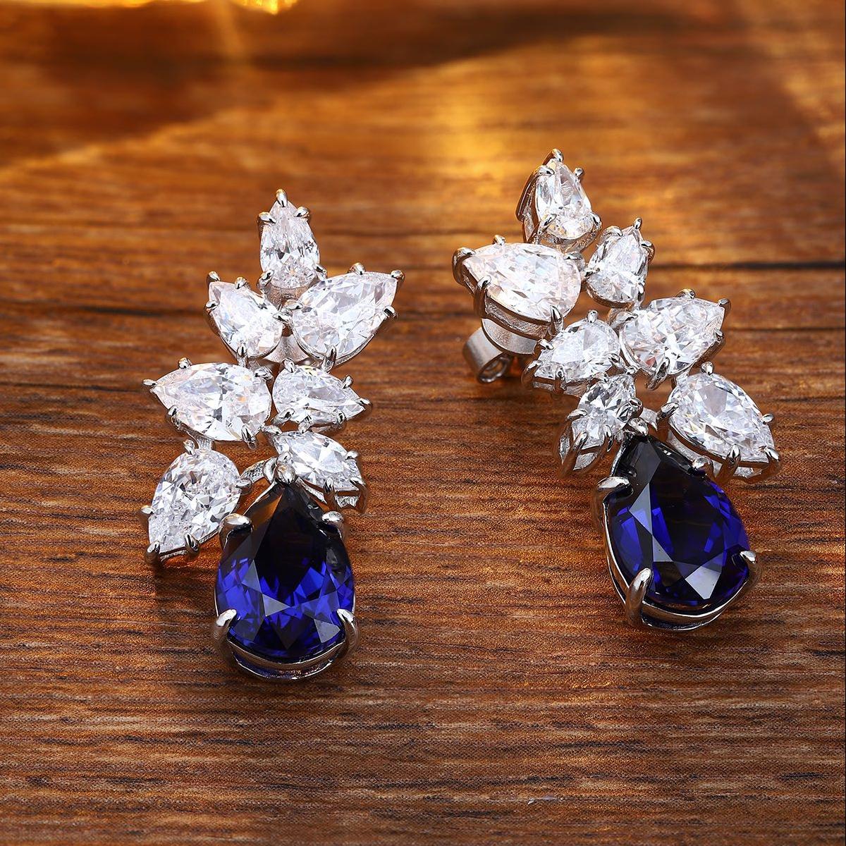 Pirmiana New Arrival 8.83ct Lab Grown Sapphire Earring Studs S925 Silver Jewelry Earrings for Women