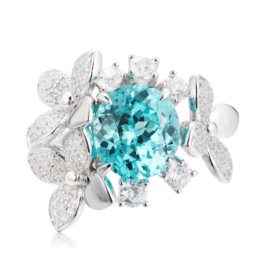 Pirmiana Hot Sale S925 Silver 5.975ct Lab Grown Paraiba Sapphire Ring Engagementring Women
