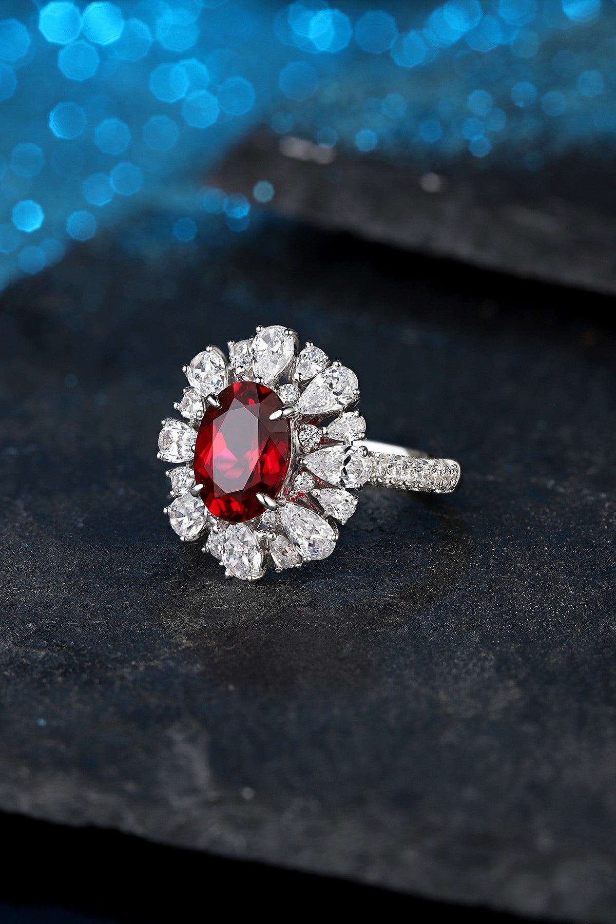 Pirmiana New S925 Silver 3ct Lad Grown Ruby Ring High Fine Jewelry for Women Party Gift