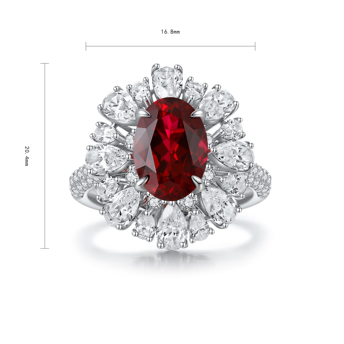 Pirmiana New S925 Silver 3ct Lad Grown Ruby Ring High Fine Jewelry for Women Party Gift