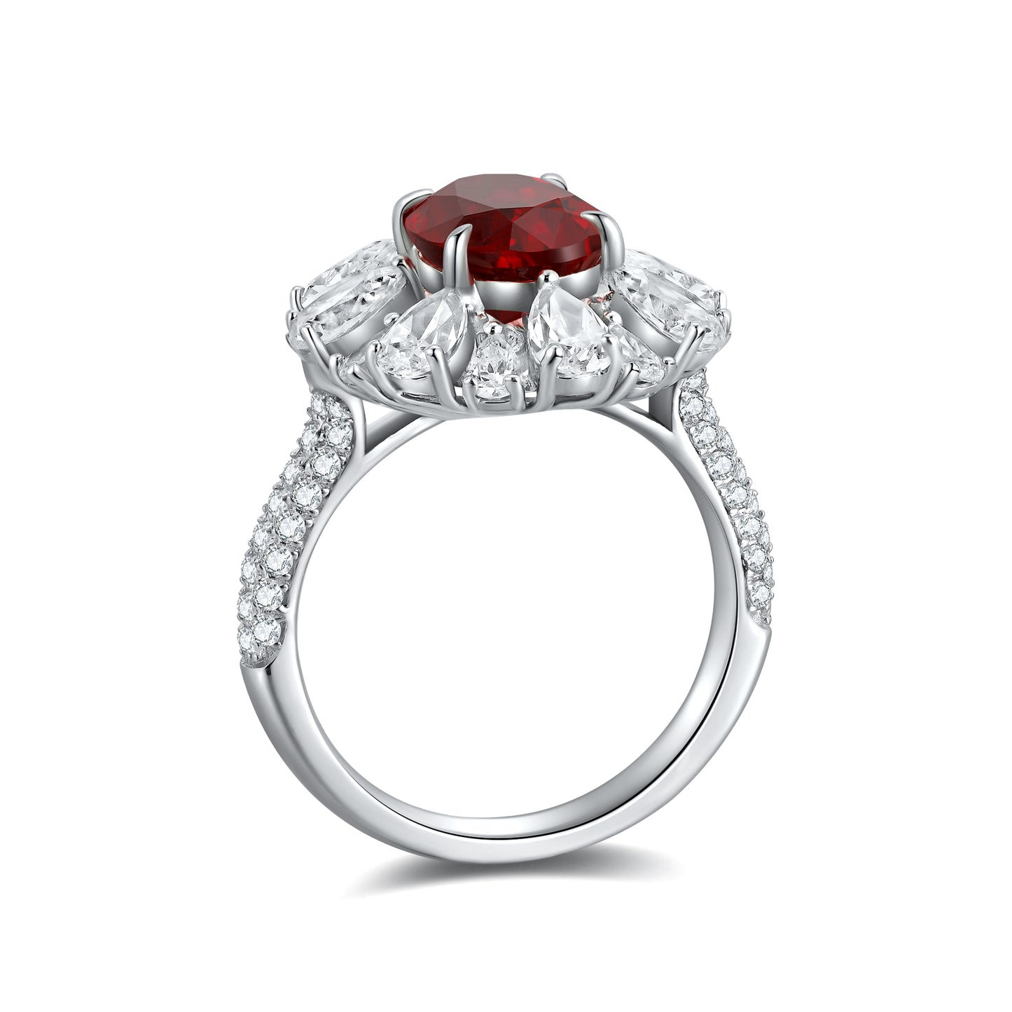 Pirmiana New S925 Silver 3ct Lad Grown Ruby Ring High Fine Jewelry for Women Party Gift