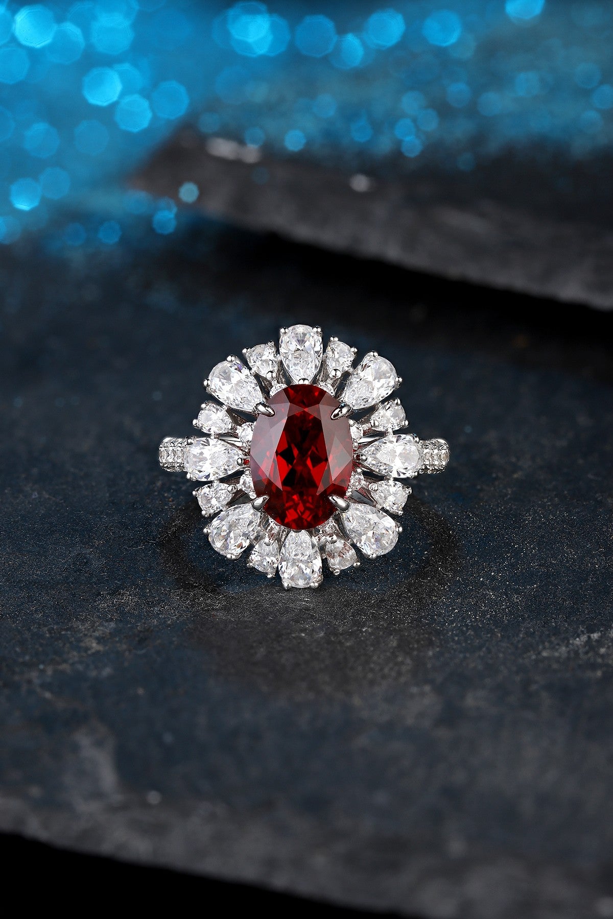 Pirmiana New S925 Silver 3ct Lad Grown Ruby Ring High Fine Jewelry for Women Party Gift