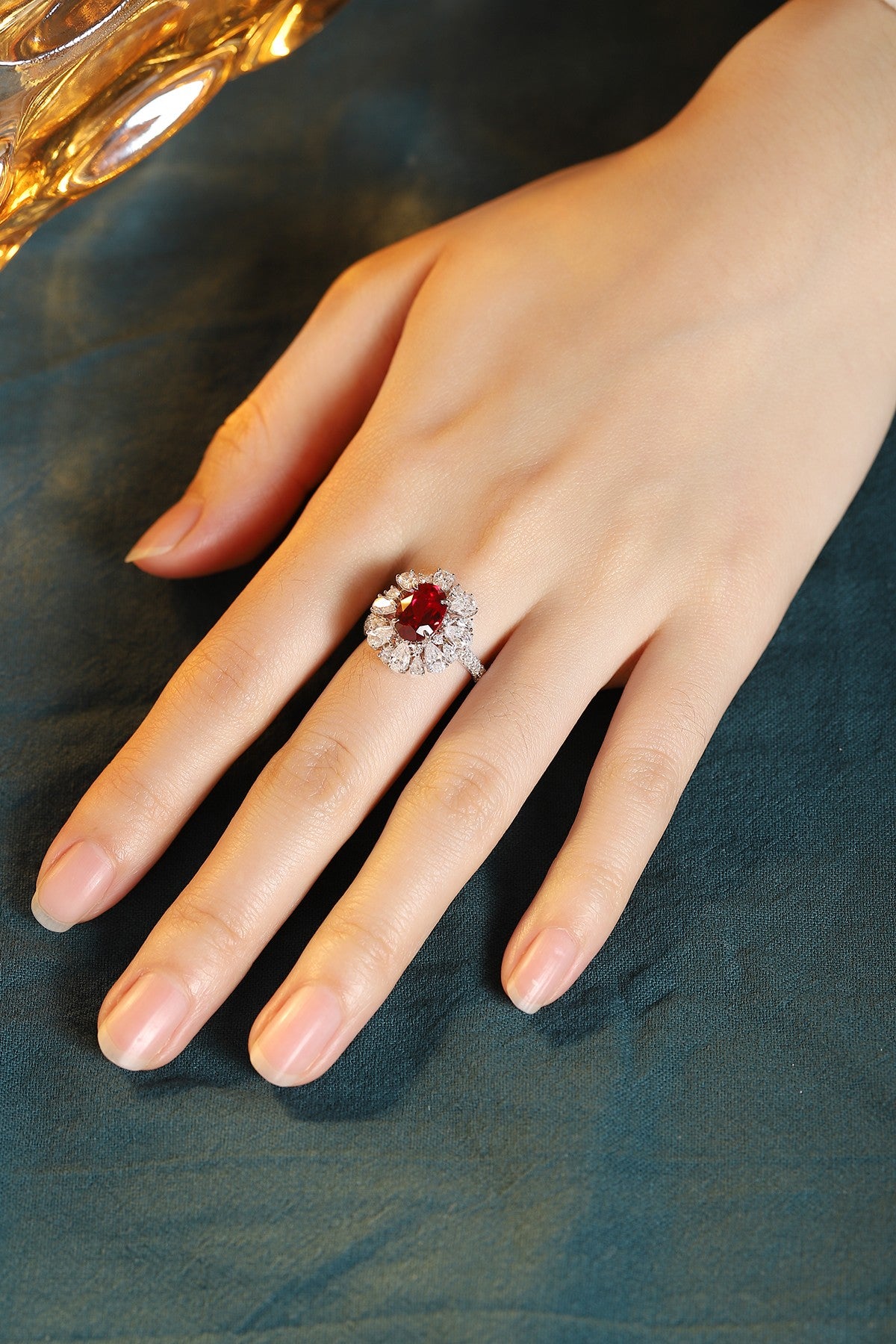 Pirmiana New S925 Silver 3ct Lad Grown Ruby Ring High Fine Jewelry for Women Party Gift