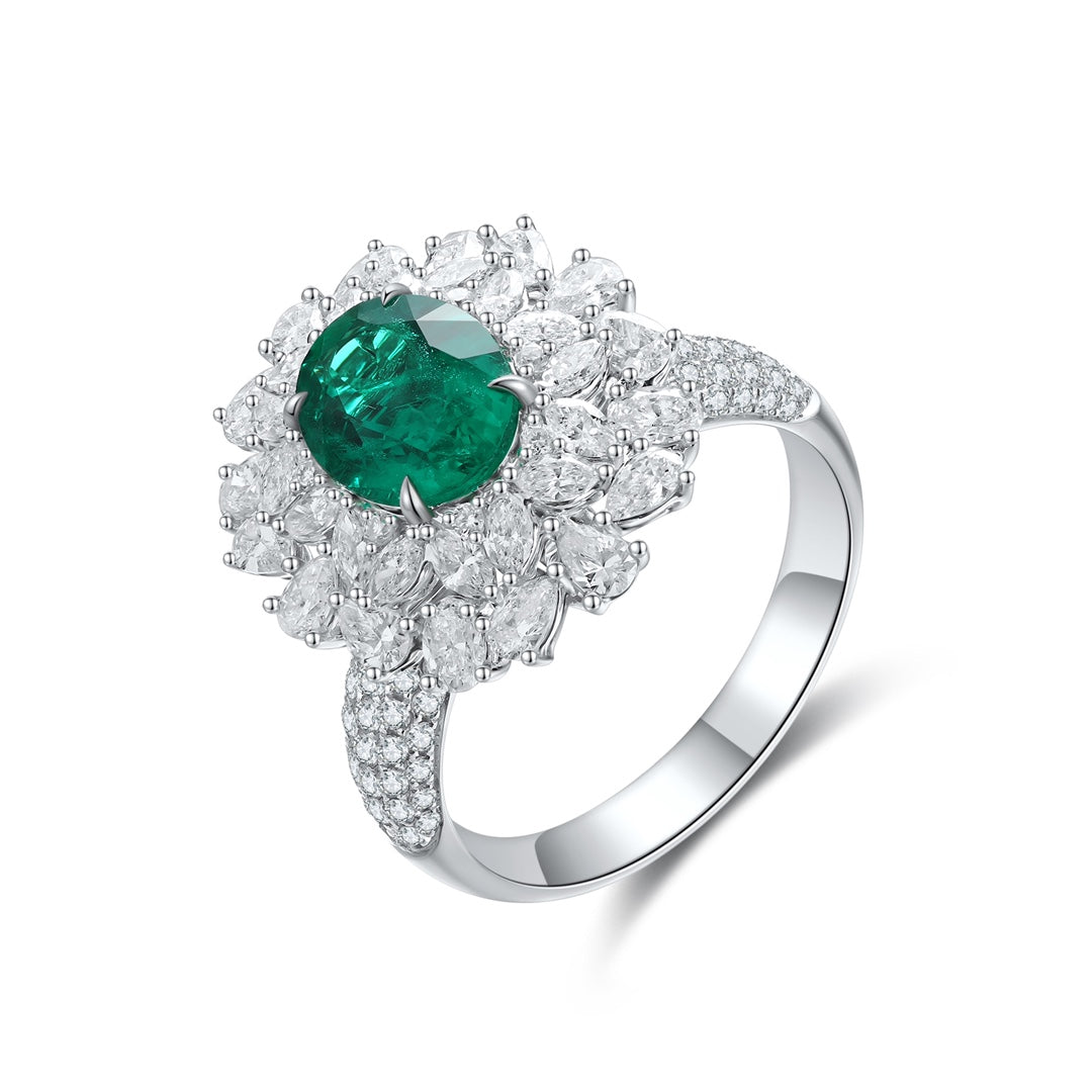 Pirmiana Customized 18K Gold 1.365ct Lab Grown Emerald Ring Engagement Band Jewelry for Women Gifts