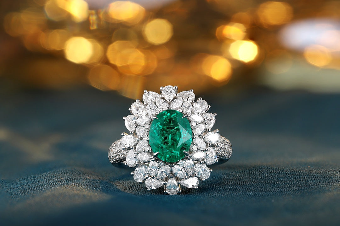 Pirmiana Customized 18K Gold 1.365ct Lab Grown Emerald Ring Engagement Band Jewelry for Women Gifts