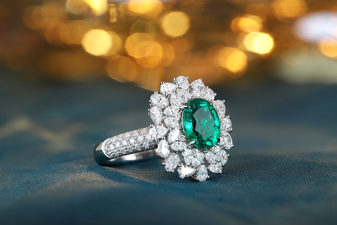 Pirmiana Customized 18K Gold 1.365ct Lab Grown Emerald Ring Engagement Band Jewelry for Women Gifts