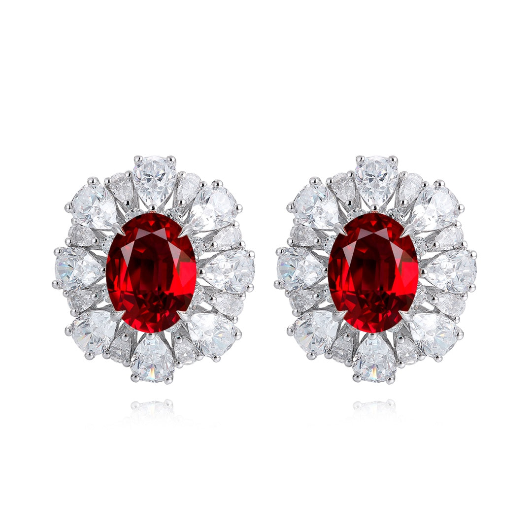 Pirmiana New Arrival 3.4ct Lab Grown Ruby Earring Studs S925 Silver Jewelry Earrings for Women