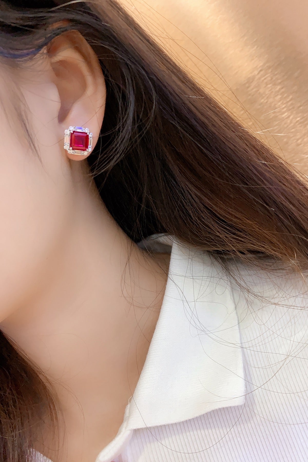 Pirmiana New Arrival 6.71ct Lab Grown Ruby Earring Studs S925 Silver Jewelry Earrings for Women