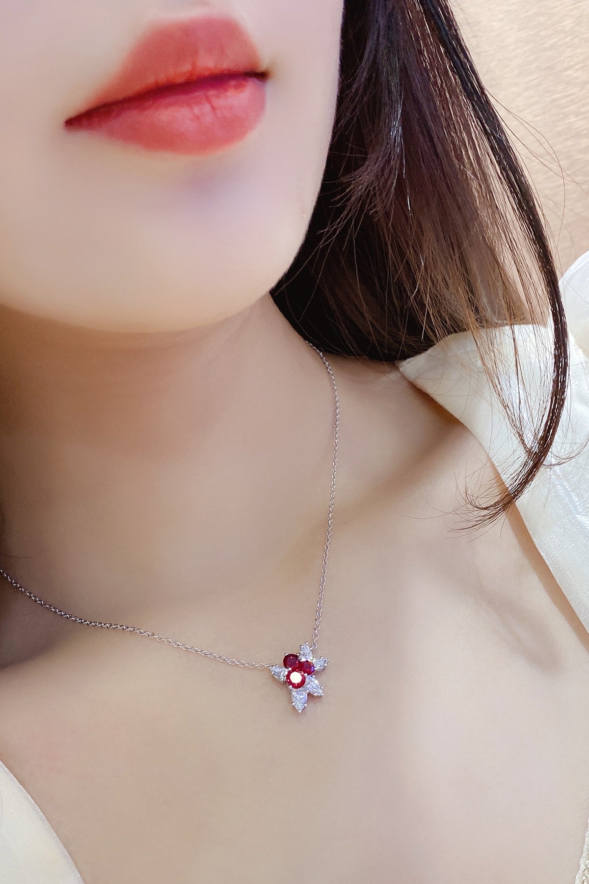 Pirmiana New S925 Silver 1.17ct Lad Grown Ruby Necklace High Fine Jewelry for Women Party Gift