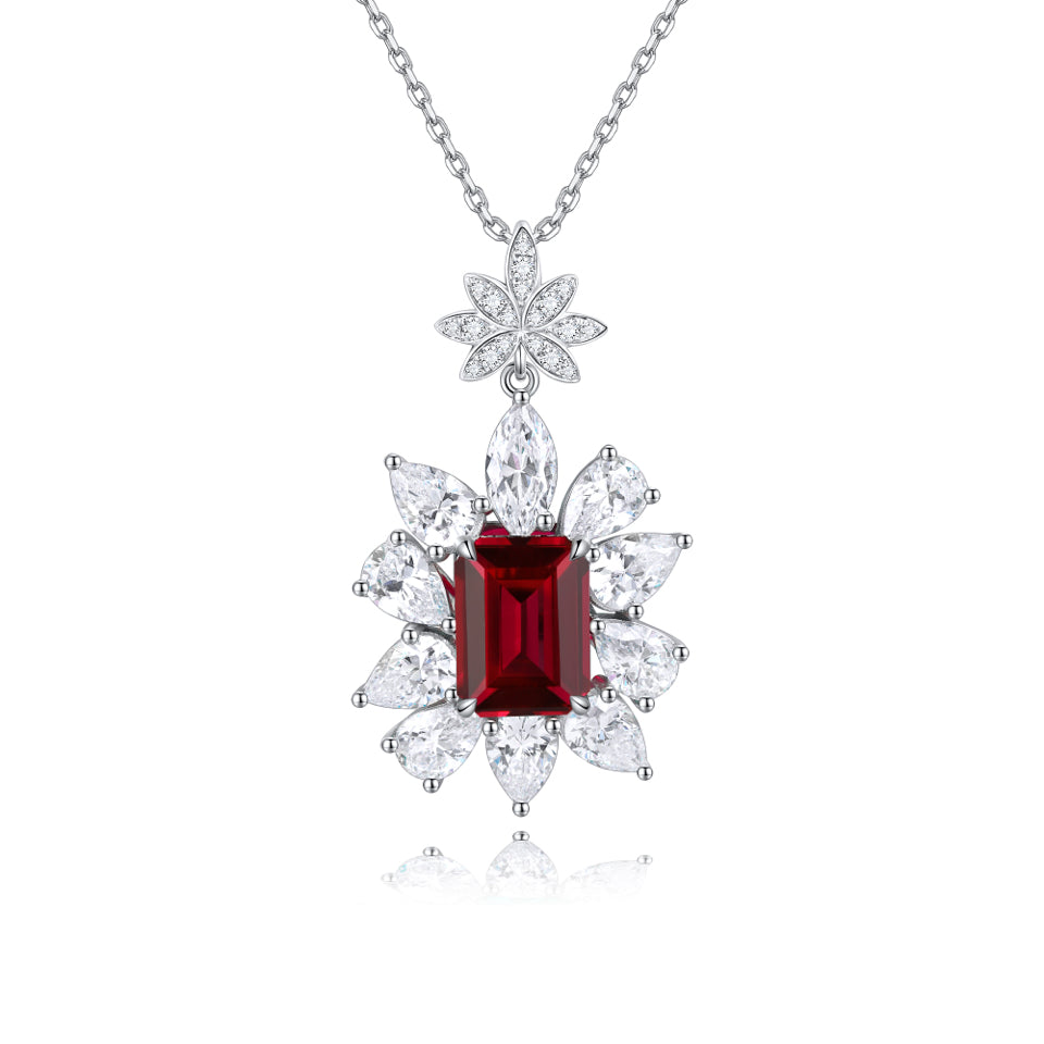 Pirmiana New S925 Silver 5.92ct Lad Grown Ruby Necklace High Fine Jewelry for Women Party Gift