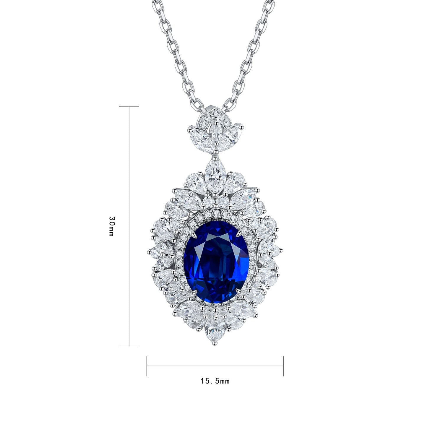 Pirmiana 2024 New Fashion S925 Silver Necklace 3.59ct Lab Grown Sapphire Pendants Necklace Jewelry For Wedding Party Gift