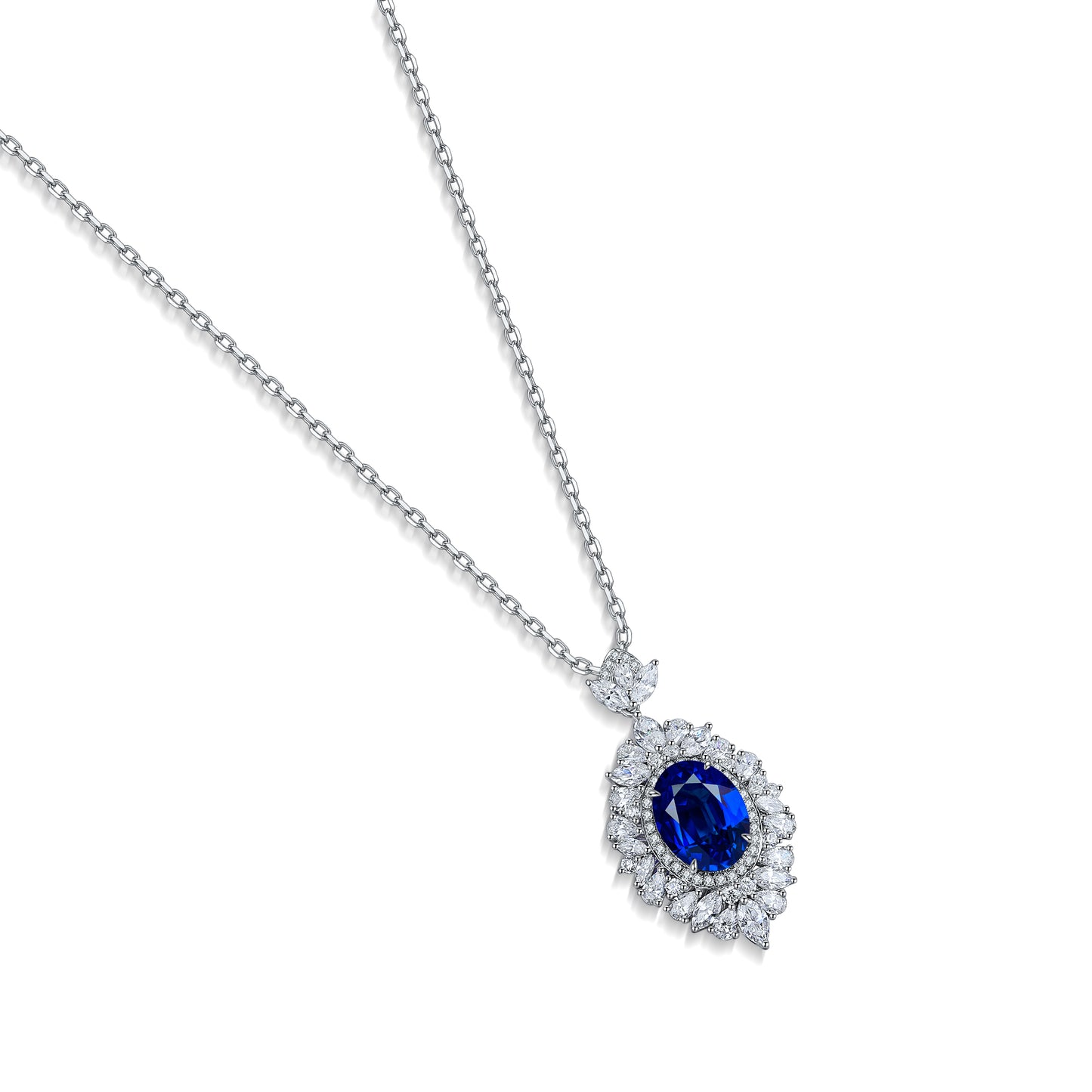 Pirmiana 2024 New Fashion S925 Silver Necklace 3.59ct Lab Grown Sapphire Pendants Necklace Jewelry For Wedding Party Gift