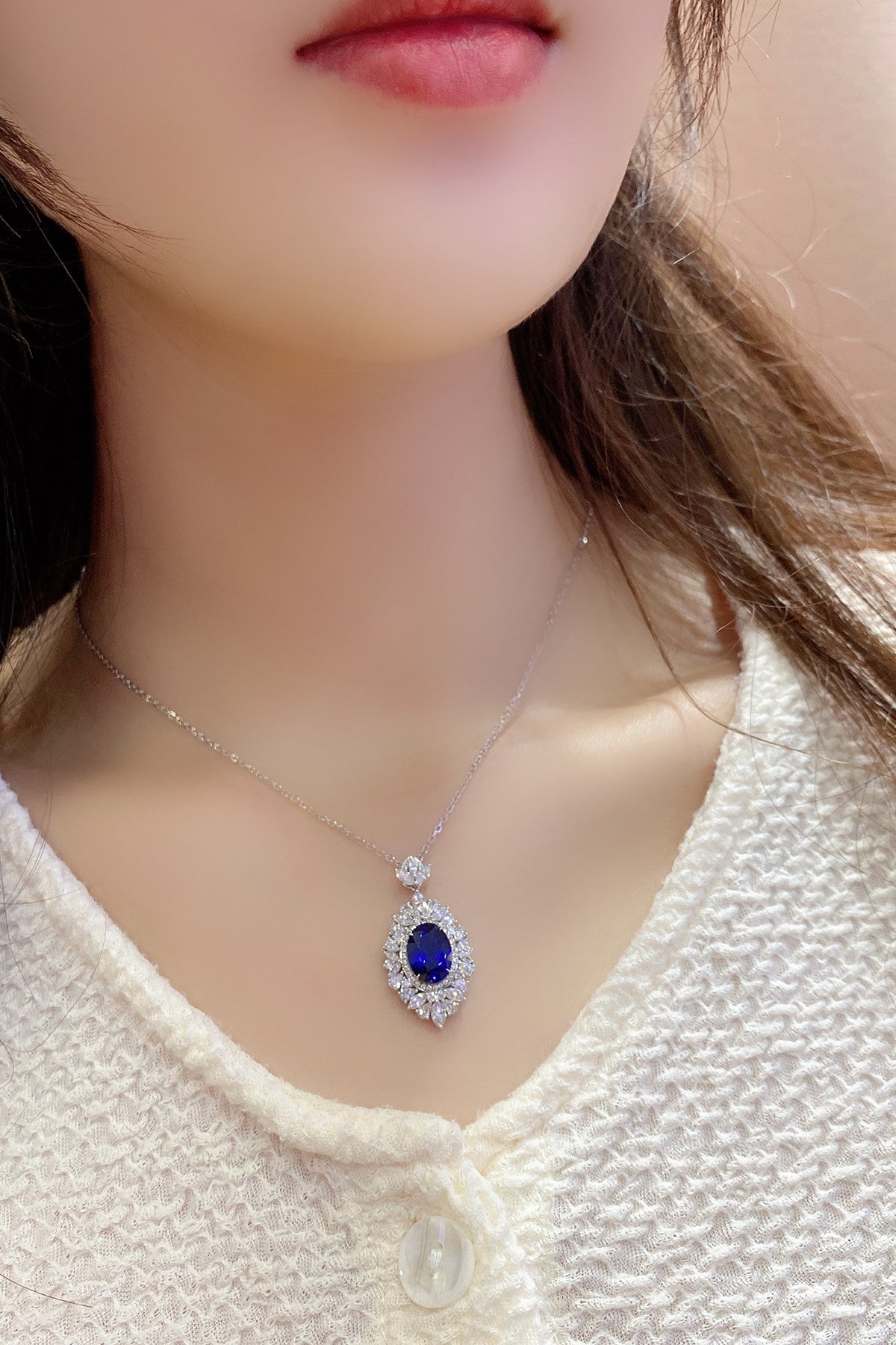 Pirmiana 2024 New Fashion S925 Silver Necklace 3.59ct Lab Grown Sapphire Pendants Necklace Jewelry For Wedding Party Gift