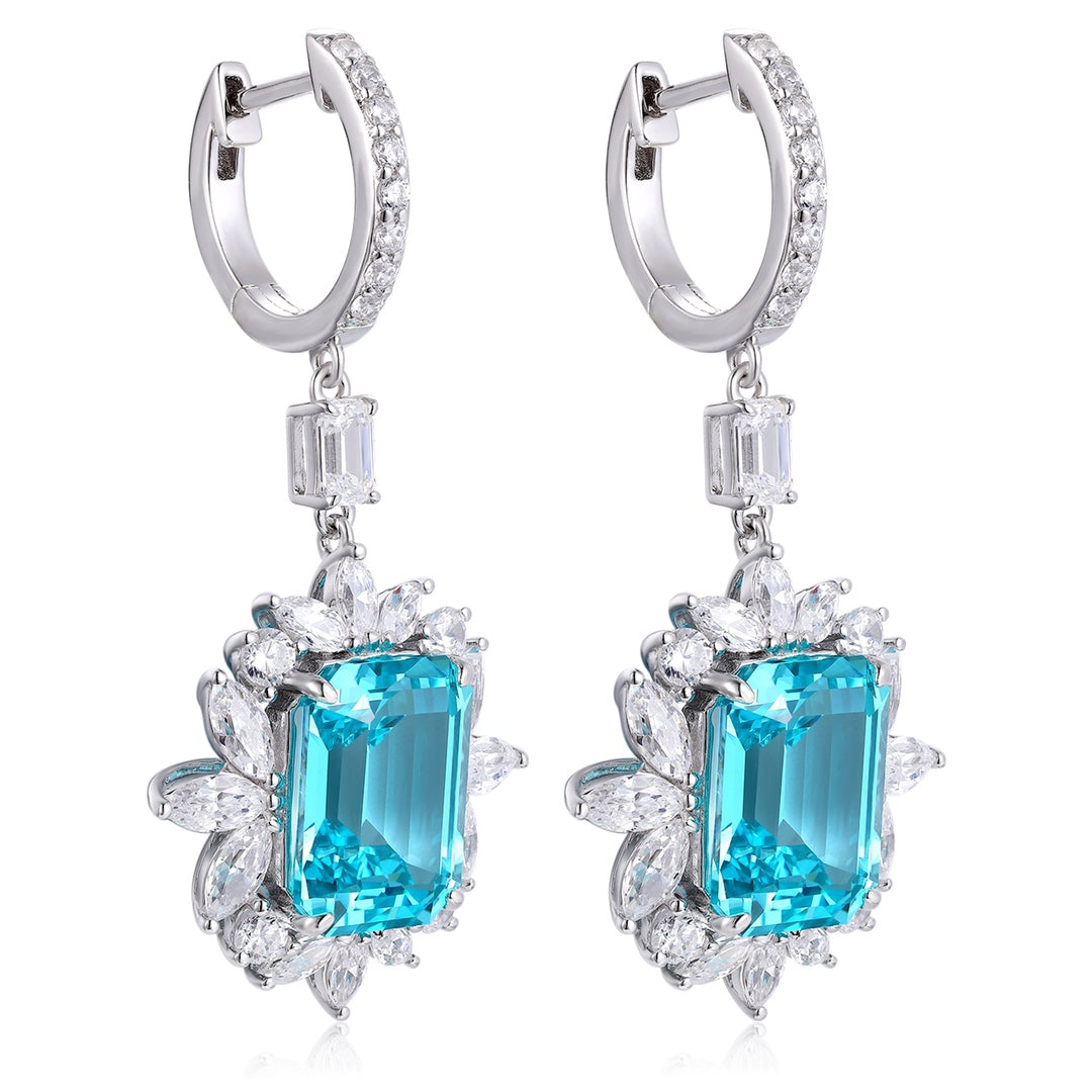 Pirmiana Hot Sale 18.27ct Lab Grown Paraiba Sapphire Earrings S925 Silver Jewelry Engagement Women