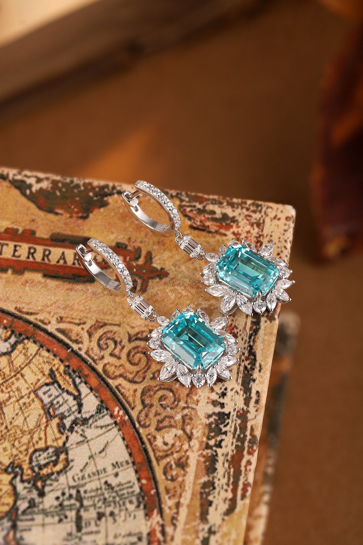 Pirmiana Hot Sale 18.27ct Lab Grown Paraiba Sapphire Earrings S925 Silver Jewelry Engagement Women
