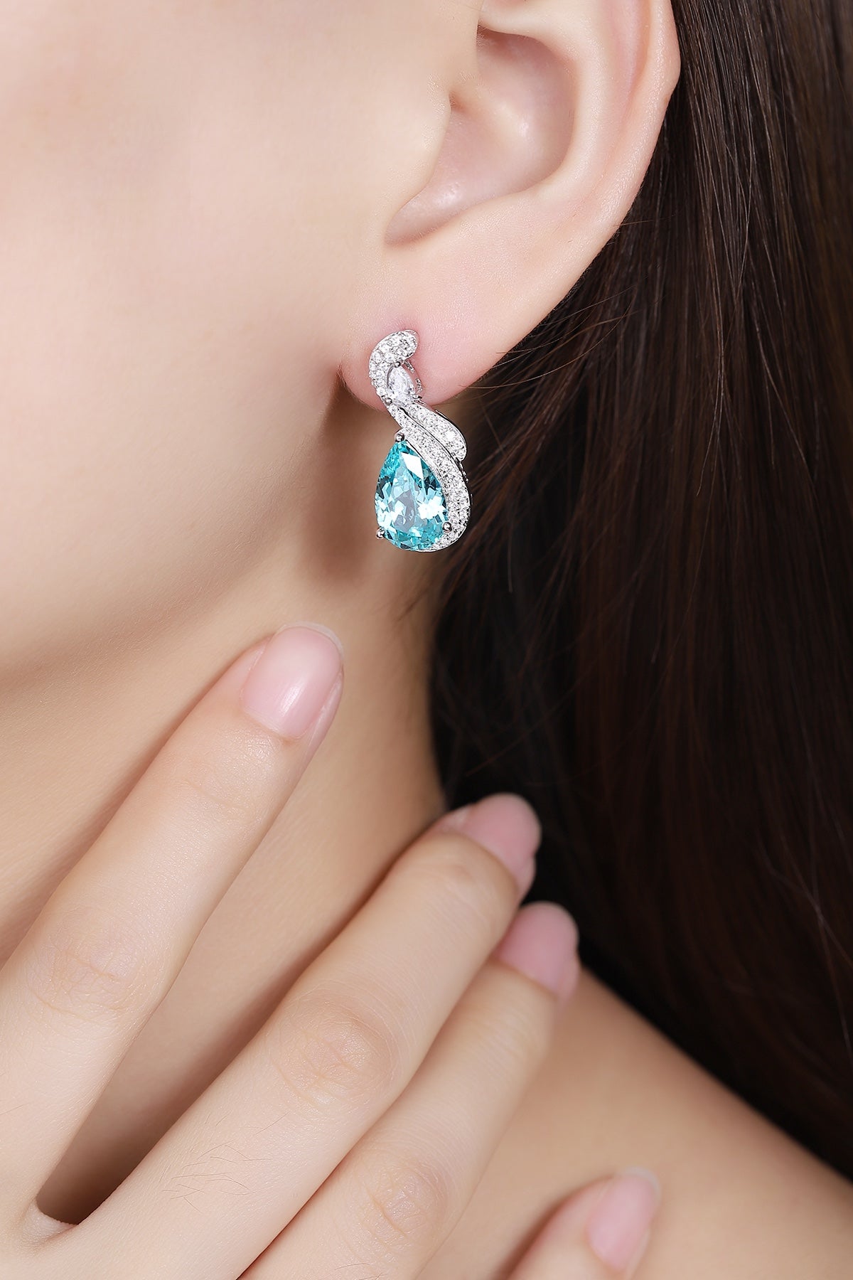 Pirmiana Hot Sale 10.6ct Lab Grown Paraiba Sapphire Earrings S925 Silver Jewelry Engagement Women