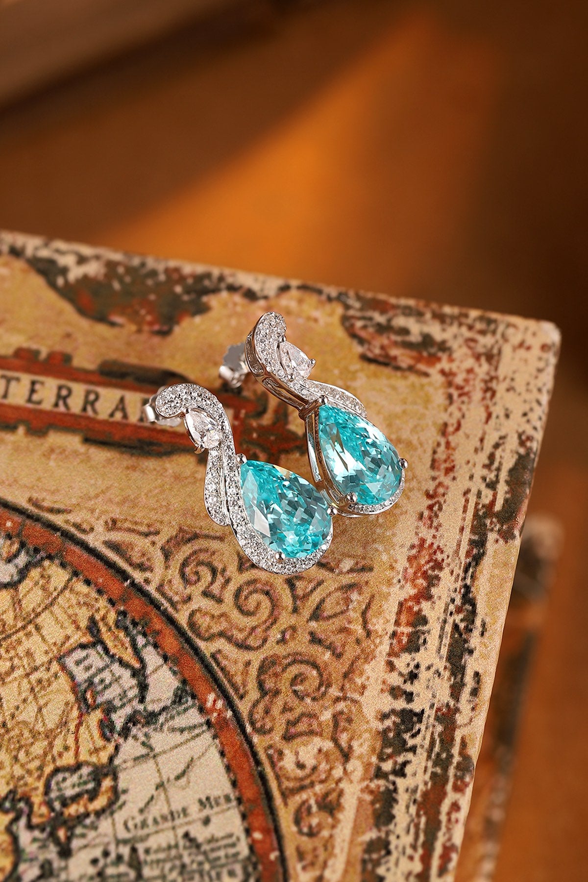 Pirmiana Hot Sale 10.6ct Lab Grown Paraiba Sapphire Earrings S925 Silver Jewelry Engagement Women