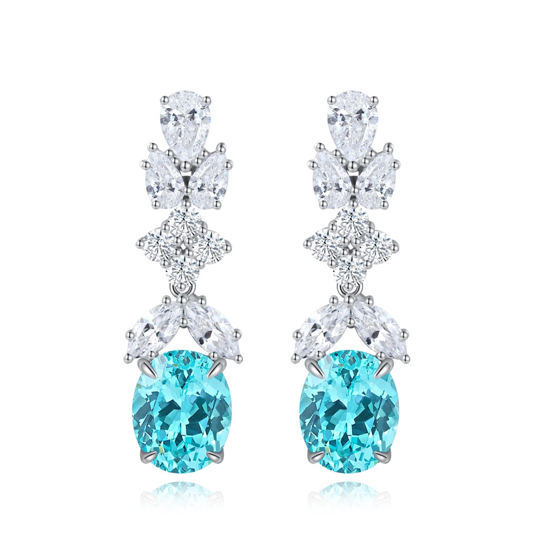 Pirmiana Hot Sale 10.53ct Lab Grown Paraiba Sapphire Earrings S925 Silver Jewelry Engagement Women