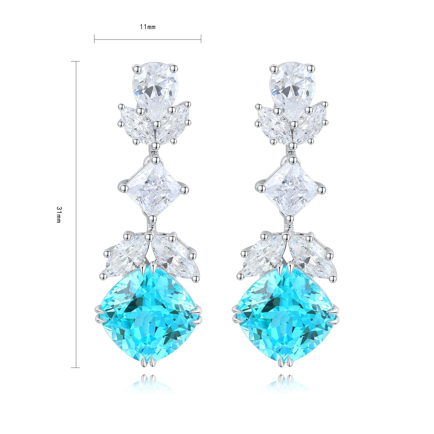 Pirmiana Hot Sale 10.53ct Lab Grown Paraiba Sapphire Earrings S925 Silver Jewelry Engagement Women