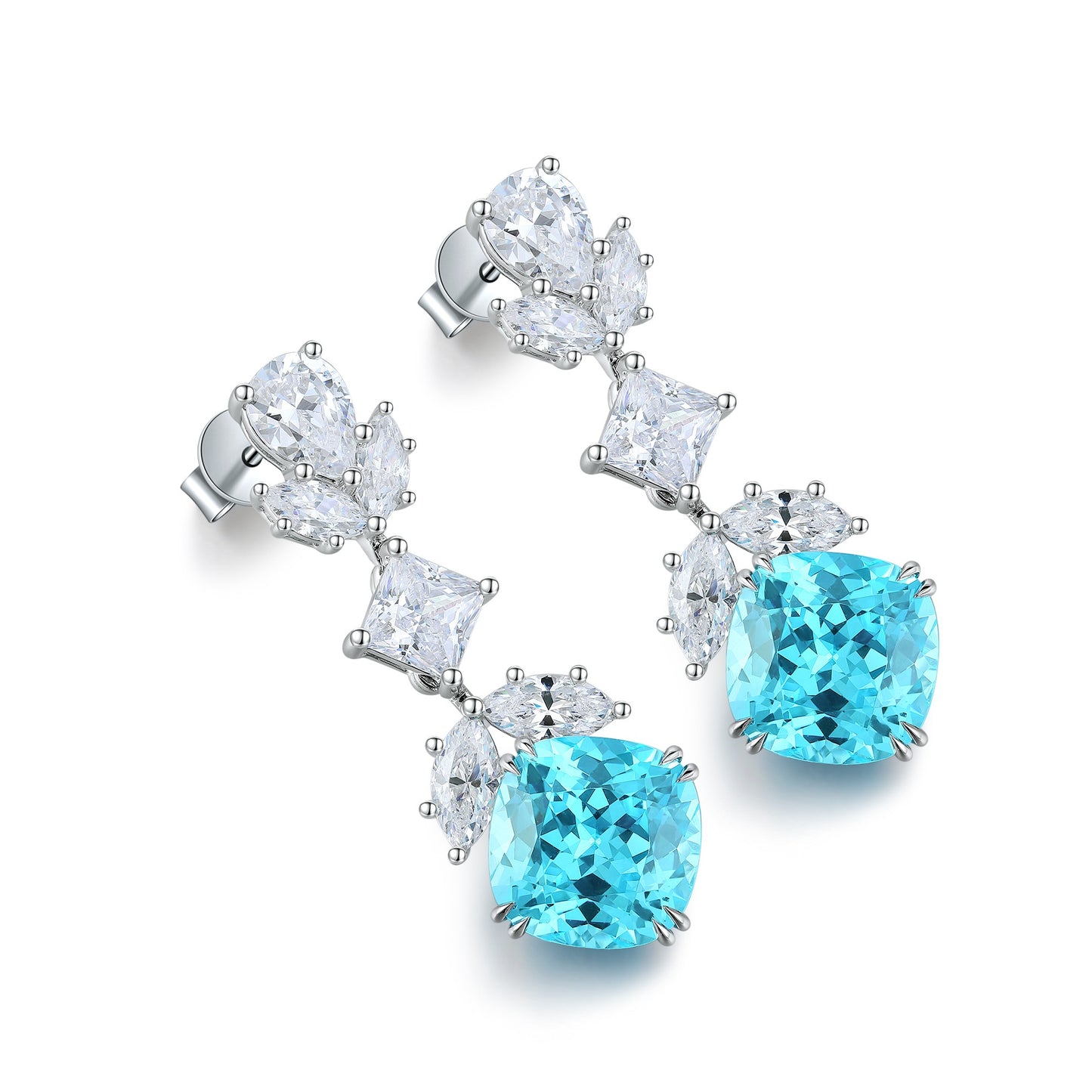Pirmiana Hot Sale 10.53ct Lab Grown Paraiba Sapphire Earrings S925 Silver Jewelry Engagement Women