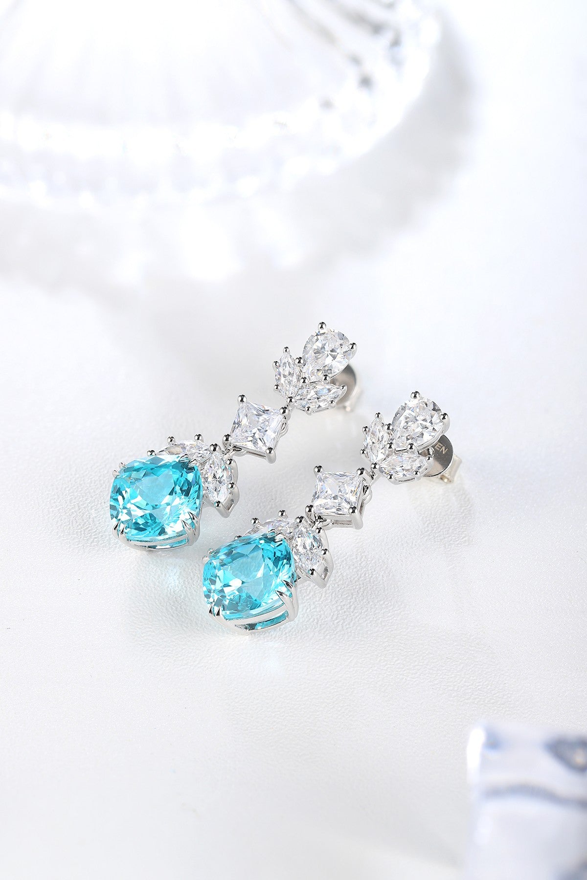 Pirmiana Hot Sale 10.53ct Lab Grown Paraiba Sapphire Earrings S925 Silver Jewelry Engagement Women