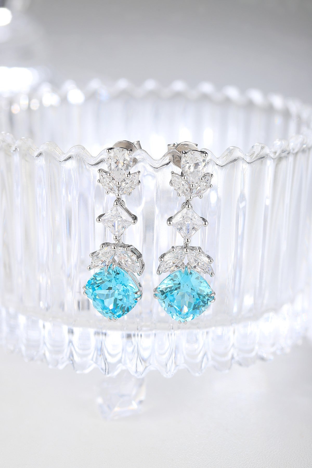 Pirmiana Hot Sale 10.53ct Lab Grown Paraiba Sapphire Earrings S925 Silver Jewelry Engagement Women
