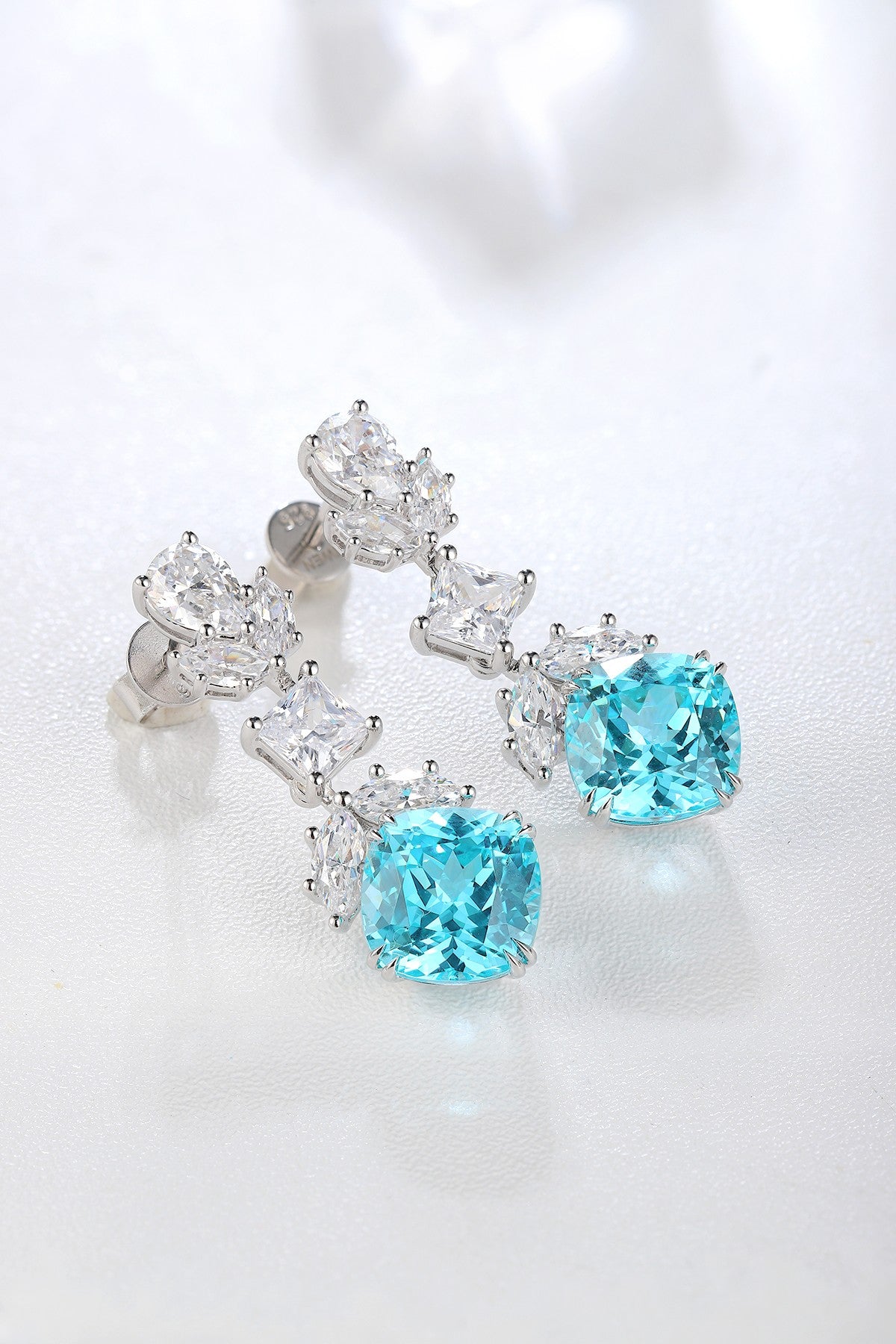 Pirmiana Hot Sale 10.53ct Lab Grown Paraiba Sapphire Earrings S925 Silver Jewelry Engagement Women