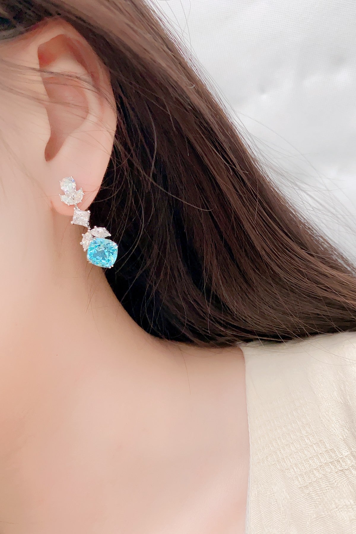 Pirmiana Hot Sale 10.53ct Lab Grown Paraiba Sapphire Earrings S925 Silver Jewelry Engagement Women